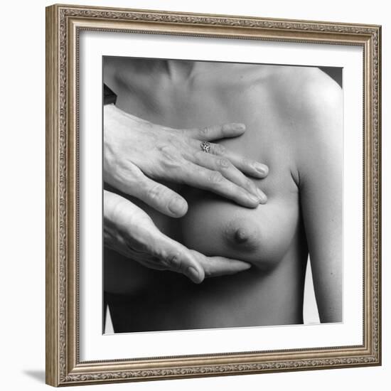 A Female Nude from the Waist Up with a Doctors Hands Conducting a Clinical Breast Examination-Stocktrek Images-Framed Photographic Print