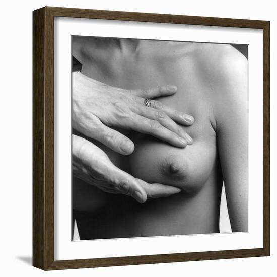 A Female Nude from the Waist Up with a Doctors Hands Conducting a Clinical Breast Examination-Stocktrek Images-Framed Photographic Print