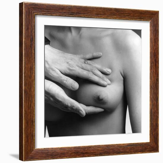 A Female Nude from the Waist Up with a Doctors Hands Conducting a Clinical Breast Examination-Stocktrek Images-Framed Photographic Print