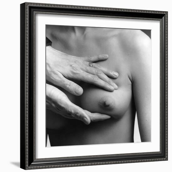 A Female Nude from the Waist Up with a Doctors Hands Conducting a Clinical Breast Examination-Stocktrek Images-Framed Photographic Print