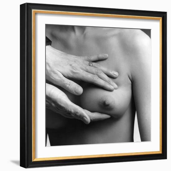 A Female Nude from the Waist Up with a Doctors Hands Conducting a Clinical Breast Examination-Stocktrek Images-Framed Photographic Print