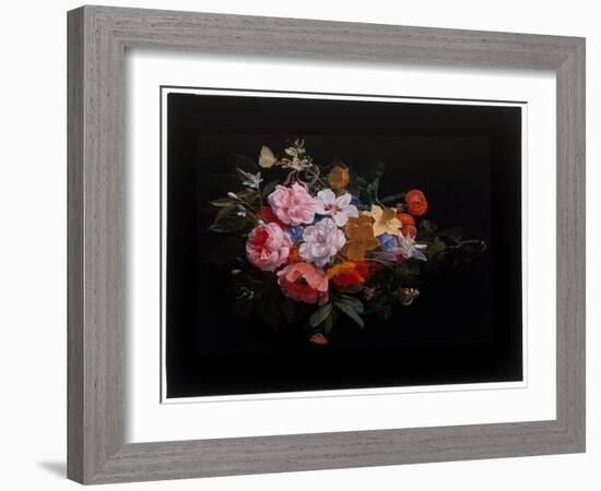 A Festoon of Roses, Honeysuckle, Lilies, Narcissi, Marigold, a Snake’S Head Fritillary, 17Th Centur-Nicolaes van Veerendael-Framed Giclee Print