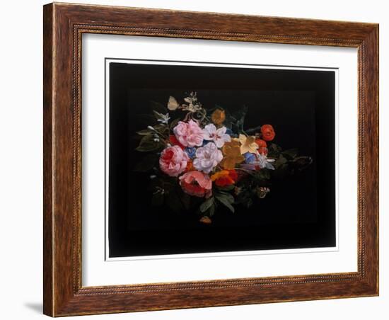 A Festoon of Roses, Honeysuckle, Lilies, Narcissi, Marigold, a Snake’S Head Fritillary, 17Th Centur-Nicolaes van Veerendael-Framed Giclee Print