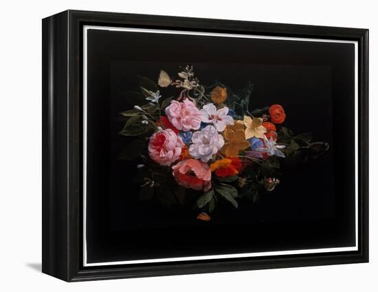 A Festoon of Roses, Honeysuckle, Lilies, Narcissi, Marigold, a Snake’S Head Fritillary, 17Th Centur-Nicolaes van Veerendael-Framed Premier Image Canvas