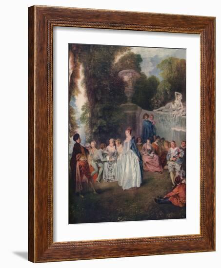 'A Fete Champetre', (Pastoral Gathering), 18th century, (1910)-Jean-Antoine Watteau-Framed Giclee Print