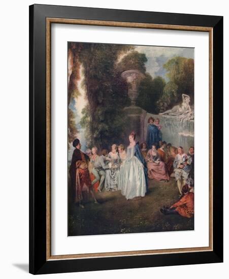 'A Fete Champetre', (Pastoral Gathering), 18th century, (1910)-Jean-Antoine Watteau-Framed Giclee Print