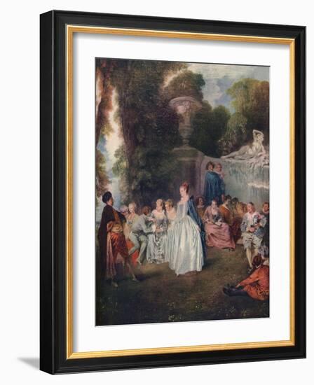 'A Fete Champetre', (Pastoral Gathering), 18th century, (1910)-Jean-Antoine Watteau-Framed Giclee Print