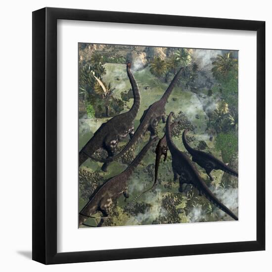 A Few Apatosaurus Join the Moving Herd-Stocktrek Images-Framed Art Print