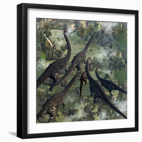 A Few Apatosaurus Join the Moving Herd-Stocktrek Images-Framed Art Print