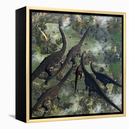 A Few Apatosaurus Join the Moving Herd-Stocktrek Images-Framed Stretched Canvas