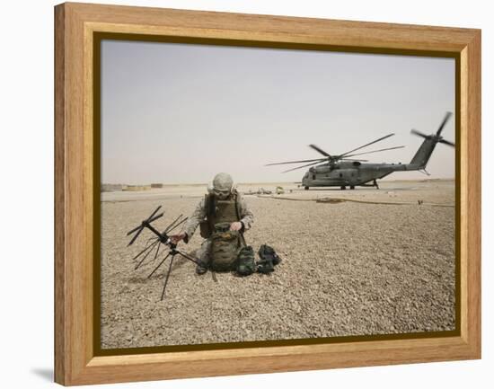 A Field Radio Operator Sets Up Satellite Communication-Stocktrek Images-Framed Premier Image Canvas