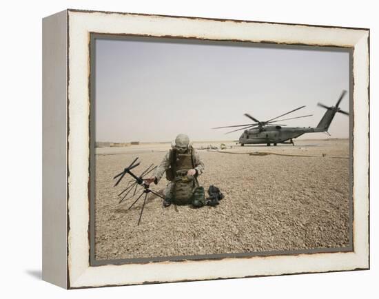 A Field Radio Operator Sets Up Satellite Communication-Stocktrek Images-Framed Premier Image Canvas