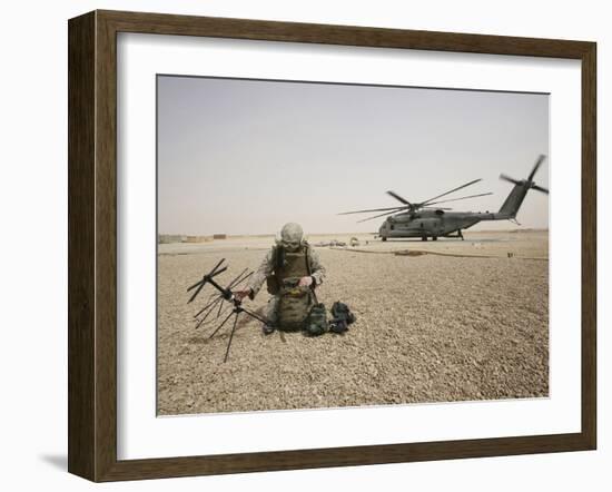 A Field Radio Operator Sets Up Satellite Communication-Stocktrek Images-Framed Photographic Print