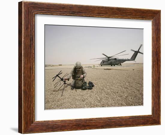 A Field Radio Operator Sets Up Satellite Communication-Stocktrek Images-Framed Photographic Print