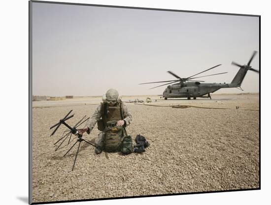 A Field Radio Operator Sets Up Satellite Communication-Stocktrek Images-Mounted Photographic Print