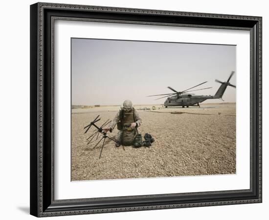 A Field Radio Operator Sets Up Satellite Communication-Stocktrek Images-Framed Photographic Print