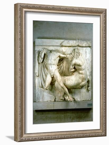 A Fight Between a Human Lapith and a Centaur, Metope from the Parthenon, C440 Bc-null-Framed Photographic Print