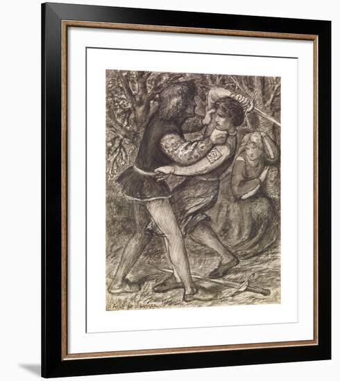 A Fight for a Woman - Compositional Study-Dante Gabriel Rossetti-Framed Premium Giclee Print