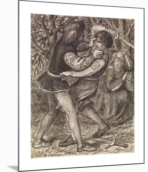 A Fight for a Woman - Compositional Study-Dante Gabriel Rossetti-Mounted Premium Giclee Print