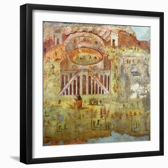 A Fight in the Amphitheatre, 59 Ad, Battle Between Citizens of Pompeii and Neceria-null-Framed Giclee Print