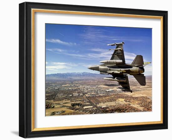 A Fighter Jet Breaks Right On a Final Approach Over Northern Las Vegas, Nevada-Stocktrek Images-Framed Photographic Print