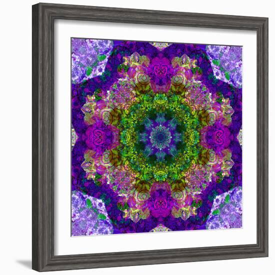 A Filigree Mandala from Color Drawing and Flower Photograph, Layered Work-Alaya Gadeh-Framed Photographic Print