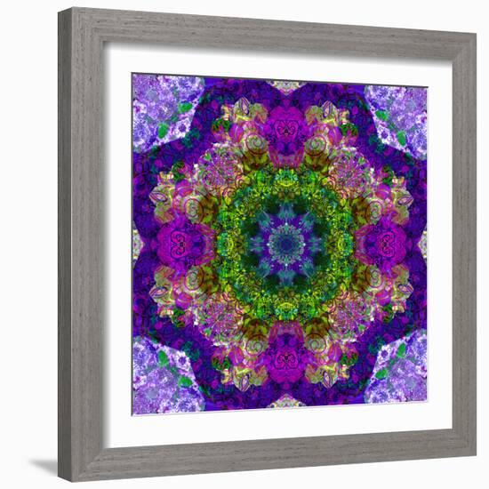 A Filigree Mandala from Color Drawing and Flower Photograph, Layered Work-Alaya Gadeh-Framed Photographic Print