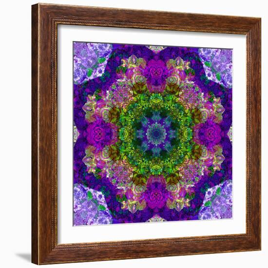 A Filigree Mandala from Color Drawing and Flower Photograph, Layered Work-Alaya Gadeh-Framed Photographic Print