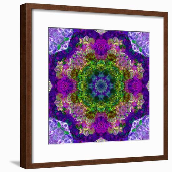 A Filigree Mandala from Color Drawing and Flower Photograph, Layered Work-Alaya Gadeh-Framed Photographic Print