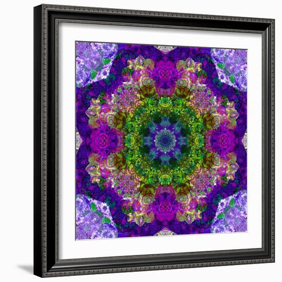 A Filigree Mandala from Color Drawing and Flower Photograph, Layered Work-Alaya Gadeh-Framed Photographic Print