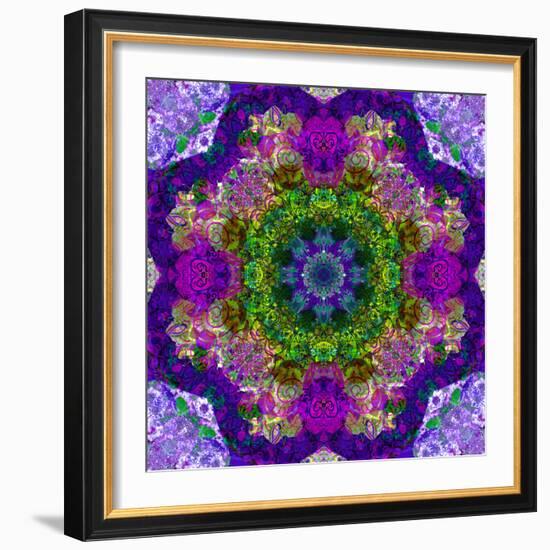 A Filigree Mandala from Color Drawing and Flower Photograph, Layered Work-Alaya Gadeh-Framed Photographic Print