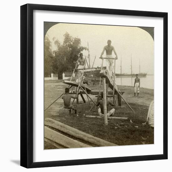 A Filipino Sawmill, Cebu, Philippines-Underwood & Underwood-Framed Photographic Print