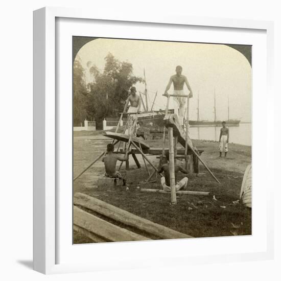 A Filipino Sawmill, Cebu, Philippines-Underwood & Underwood-Framed Photographic Print