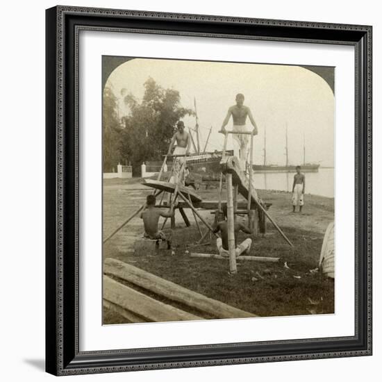 A Filipino Sawmill, Cebu, Philippines-Underwood & Underwood-Framed Photographic Print