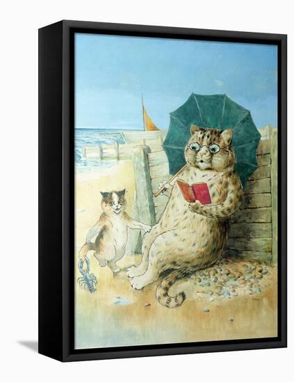 A Fine Catch! (W/C on Paper)-Louis Wain-Framed Premier Image Canvas