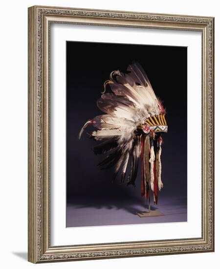 A Fine Sioux War Bonnet, Sewn with Twenty-Nine Eagle Feathers-null-Framed Giclee Print