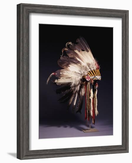 A Fine Sioux War Bonnet, Sewn with Twenty-Nine Eagle Feathers-null-Framed Giclee Print