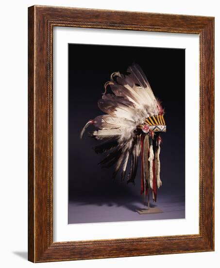 A Fine Sioux War Bonnet, Sewn with Twenty-Nine Eagle Feathers-null-Framed Giclee Print