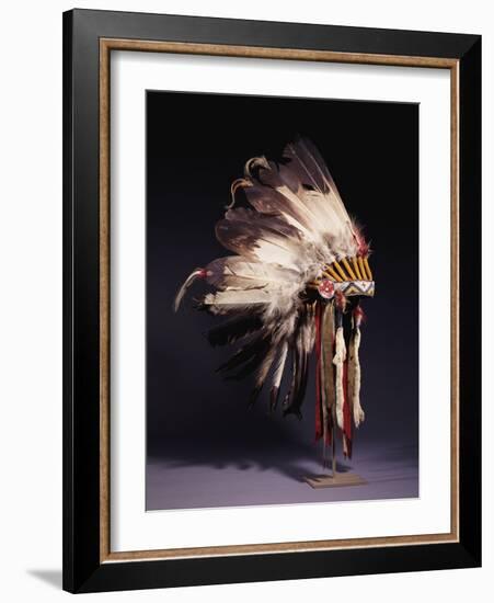 A Fine Sioux War Bonnet, Sewn with Twenty-Nine Eagle Feathers-null-Framed Giclee Print