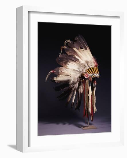 A Fine Sioux War Bonnet, Sewn with Twenty-Nine Eagle Feathers-null-Framed Giclee Print