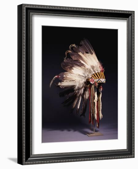 A Fine Sioux War Bonnet, Sewn with Twenty-Nine Eagle Feathers-null-Framed Giclee Print