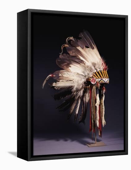 A Fine Sioux War Bonnet, Sewn with Twenty-Nine Eagle Feathers-null-Framed Premier Image Canvas