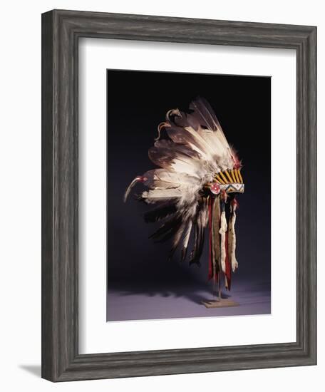 A Fine Sioux War Bonnet, Sewn with Twenty-Nine Eagle Feathers-null-Framed Giclee Print