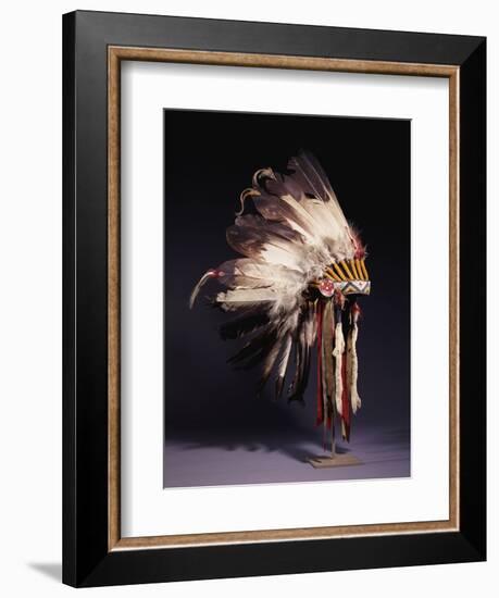 A Fine Sioux War Bonnet, Sewn with Twenty-Nine Eagle Feathers-null-Framed Giclee Print