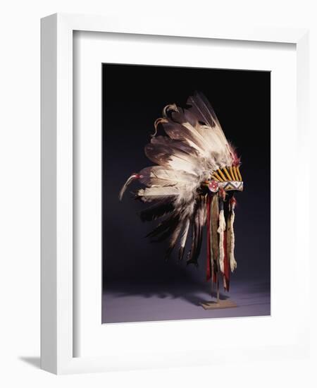 A Fine Sioux War Bonnet, Sewn with Twenty-Nine Eagle Feathers-null-Framed Giclee Print