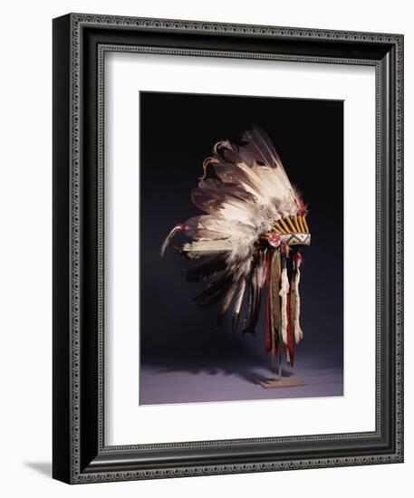 A Fine Sioux War Bonnet, Sewn with Twenty-Nine Eagle Feathers-null-Framed Giclee Print