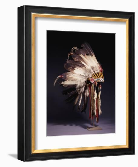 A Fine Sioux War Bonnet, Sewn with Twenty-Nine Eagle Feathers-null-Framed Giclee Print