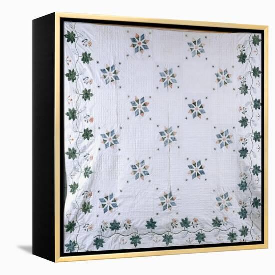 A Fine Stencilled Coverlet, 1835-1840-null-Framed Premier Image Canvas