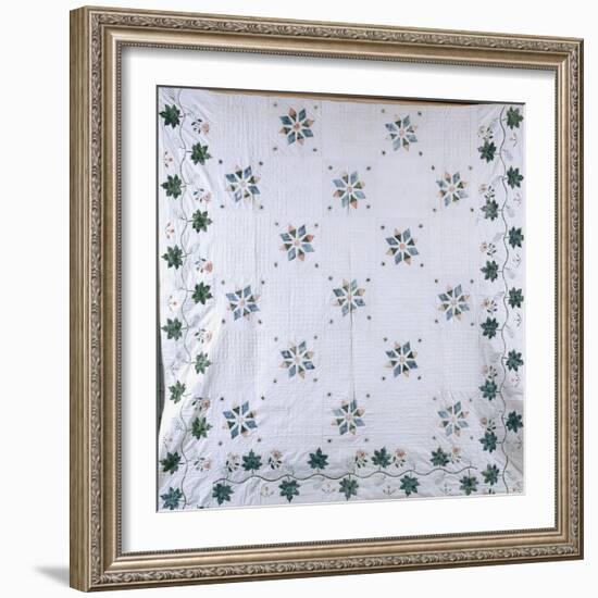 A Fine Stencilled Coverlet, 1835-1840-null-Framed Giclee Print