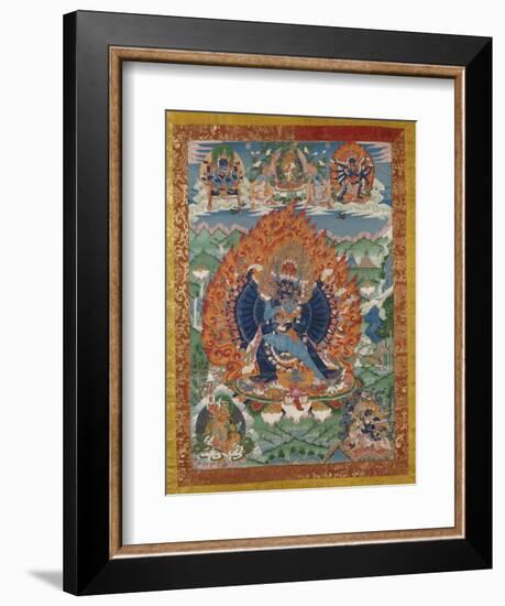 A Fine Tibetan Thang.ka Depicting Vajrabhairava with His 18 Legs and 36 Arms 18th Century-null-Framed Giclee Print